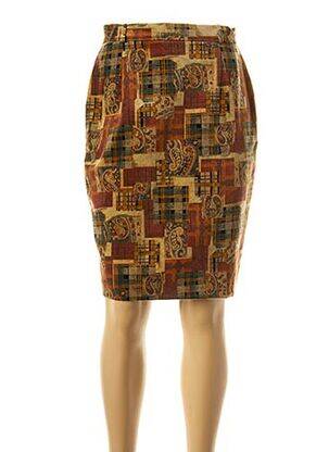 Jupe mi-longue coupe droite marron FEDORA femme