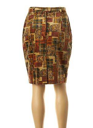 Jupe mi-longue coupe droite marron FEDORA femme
