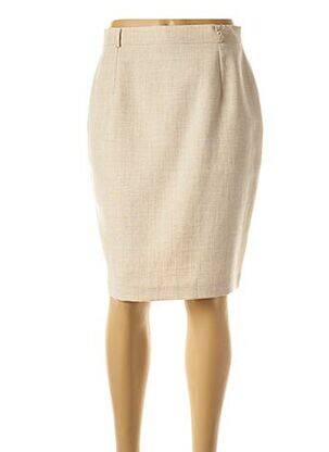 Jupe mi-longue coupe droite beige FEDORA femme