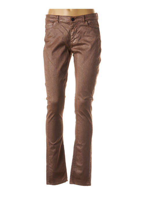 Pantalon slim tissage enduit taille normale marron CKS femme