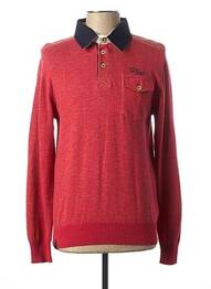 Polo broderie motifs brodés manches longues rouge FELLOWS homme