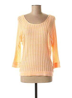 Pull finition bords-côtes manches 3/4 orange CKS femme