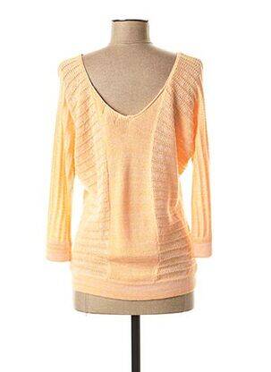 Pull finition bords-côtes manches 3/4 orange CKS femme