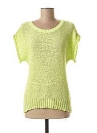 Pull finition bords-côtes manches courtes vert CKS femme