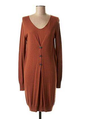 Robe mi-longue manches longues manches longues marron CKS femme