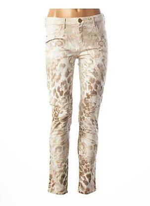 Pantalon droit fermeture zippée sous rabat boutonné taille basse beige KOCCA femme