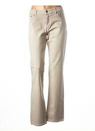 Pantalon droit fermeture zippée sous rabat boutonné taille basse gris KANOPE femme