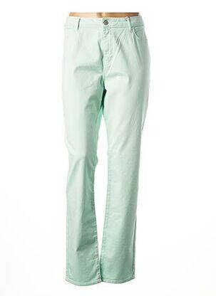 Pantalon droit fermeture zippée sous rabat boutonné taille basse vert KANOPE femme