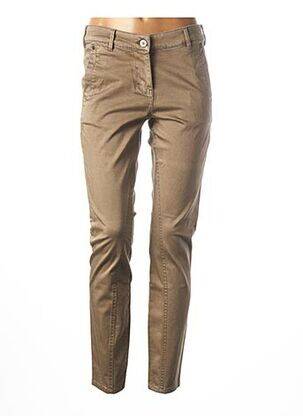 Pantalon droit fermeture zippée sous rabat boutonné taille basse beige SANDWICH femme