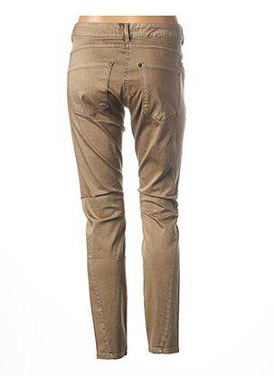 Pantalon droit fermeture zippée sous rabat boutonné taille basse beige SANDWICH femme