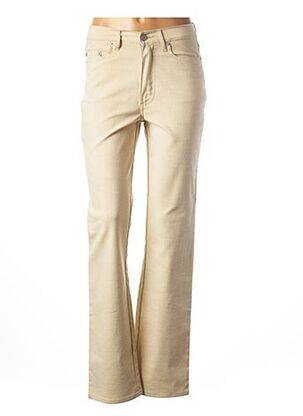 Pantalon droit fermeture zippée sous rabat boutonné taille normale beige LAITA femme