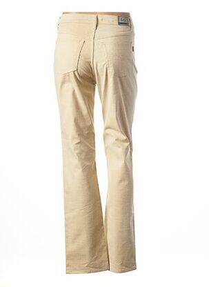 Pantalon droit fermeture zippée sous rabat boutonné taille normale beige LAITA femme
