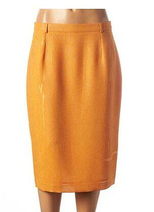 Jupe mi-longue coupe droite orange FEDORA femme