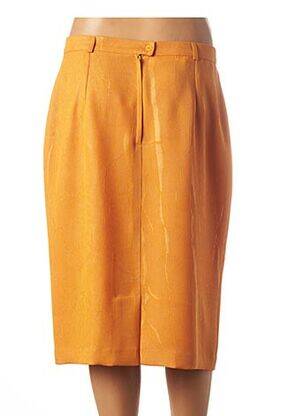 Jupe mi-longue coupe droite orange FEDORA femme