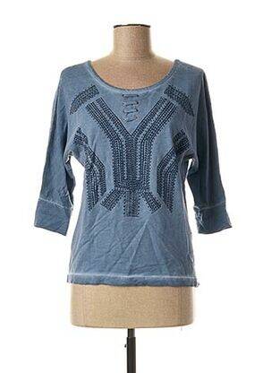 Sweat-shirt sérigraphie floquée manches 3/4 bleu ANNA SCOTT femme