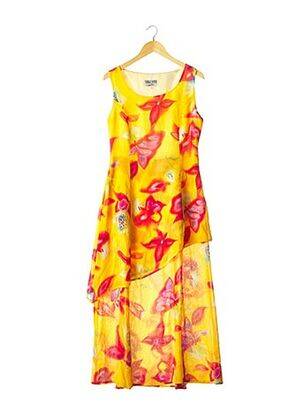 Robe longue imprimé fleurs sans manche jaune SERGE DANA femme