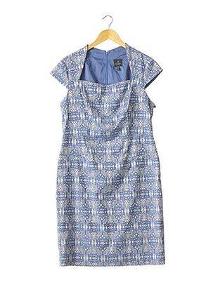 Robe mi-longue imprimé fantaisie manches courtes bleu ADRIANNA PAPELL femme