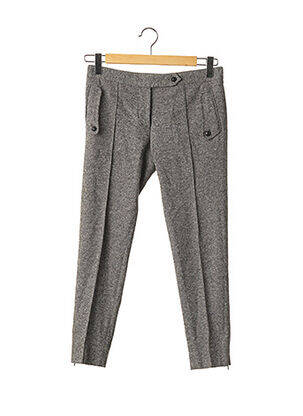 Pantalon droit fermeture zippée sous rabat boutonné taille basse gris LOUBAROK femme