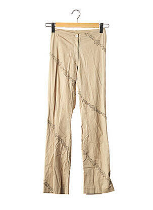 Pantalon droit fermeture zippée sous rabat boutonné taille normale beige SANS MARQUE femme