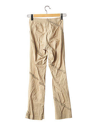 Pantalon droit fermeture zippée sous rabat boutonné taille normale beige SANS MARQUE femme