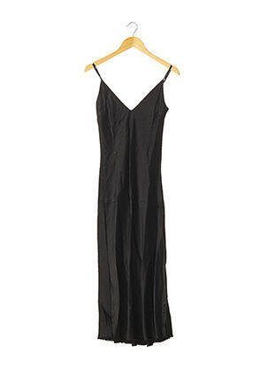 Robe mi-longue col v fines bretelles noir FRAME femme