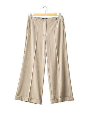 Pantalon large fermeture zippée sous rabat boutonné taille haute beige STEFANEL femme