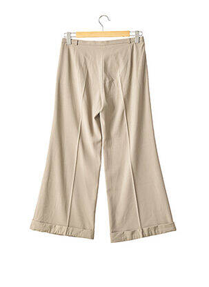 Pantalon large fermeture zippée sous rabat boutonné taille haute beige STEFANEL femme