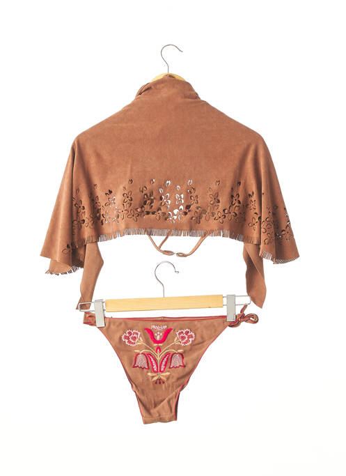 Maillot de bain 2 pièces marron PIN UP pour femme