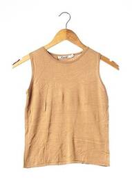 Pull coupe cintrée sans manche beige CAVIAR femme