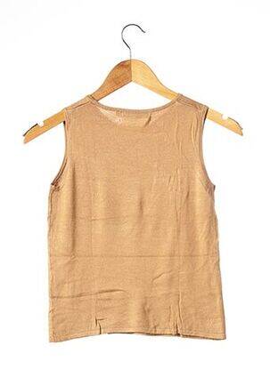 Pull coupe cintrée sans manche beige CAVIAR femme