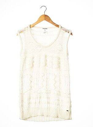 Pull finition bords-côtes sans manche beige SONIA RYKIEL femme