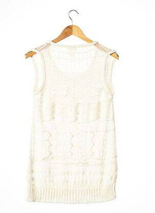 Pull finition bords-côtes sans manche beige SONIA RYKIEL femme