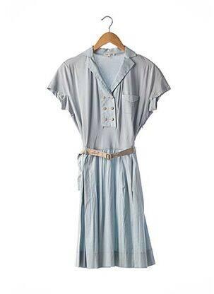 Robe mi-longue manches courtes manches courtes bleu PASCAL MILLET femme