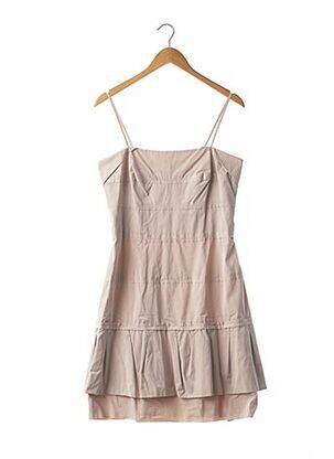 Robe mi-longue fermeture zippée au dos fines bretelles beige PAULE KA femme