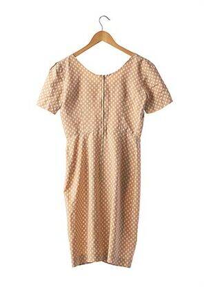 Robe mi-longue imprimé fantaisie manches courtes beige APOSTROPHE femme