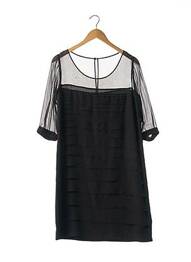 Robe mi-longue manches longues manches longues noir APOSTROPHE femme