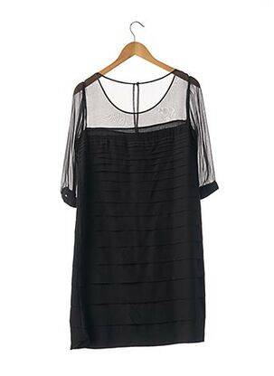 Robe mi-longue manches longues manches longues noir APOSTROPHE femme