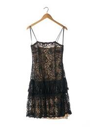 Robe mi-longue col rond fines bretelles noir BASIX II femme