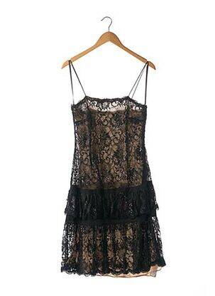 Robe mi-longue col rond fines bretelles noir BASIX II femme