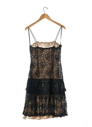 Robe mi-longue col rond fines bretelles noir BASIX II femme