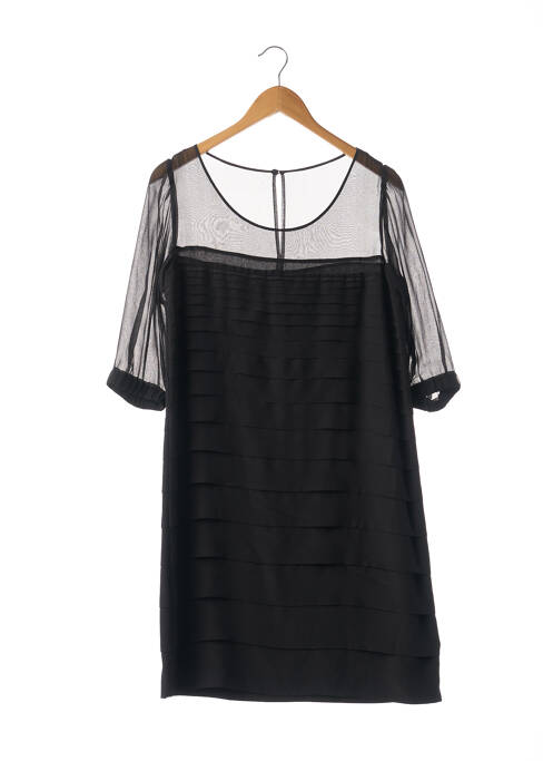Robe mi-longue manches longues manches longues noir APOSTROPHE femme
