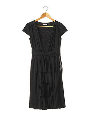 Robe pull coupe cintrée manches courtes noir PAULE KA femme