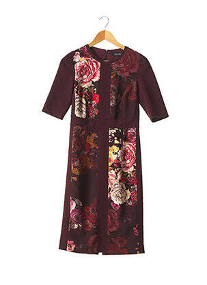 Robe mi-longue imprimé fleurs manches 3/4 rouge RICKIE FREEMAN TERI JON femme