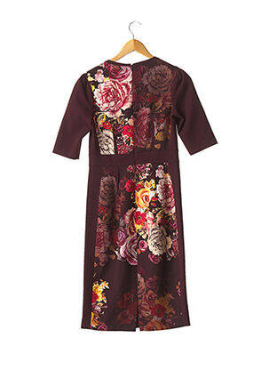 Robe mi-longue imprimé fleurs manches 3/4 rouge RICKIE FREEMAN TERI JON femme