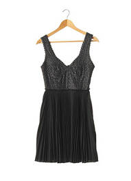 Robe courte fermeture zippée au dos fines bretelles noir CATHERINE MALANDRINO femme