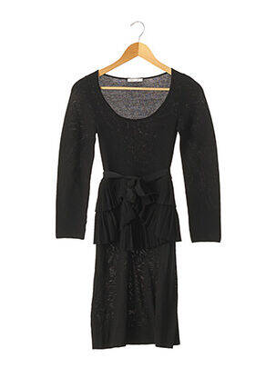 Robe pull coupe cintrée manches longues noir PAULE KA femme