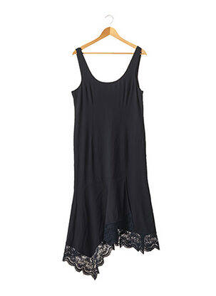 Robe mi-longue tissage crêpe fines bretelles bleu GAI MATTIOLO femme