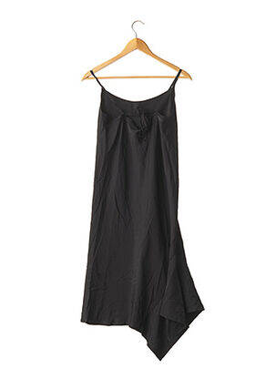 Robe mi-longue coupe fluide fines bretelles noir X'-AS femme