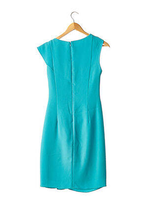 Robe mi-longue tissage crêpe manches courtes bleu GEORGES RECH femme