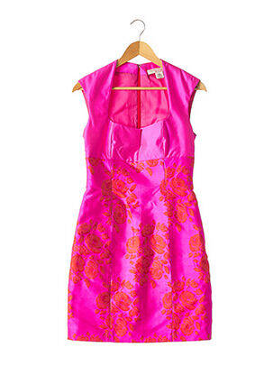 Robe courte fermeture zippée au dos manches courtes rose LES FOLIES D'ELODIE femme